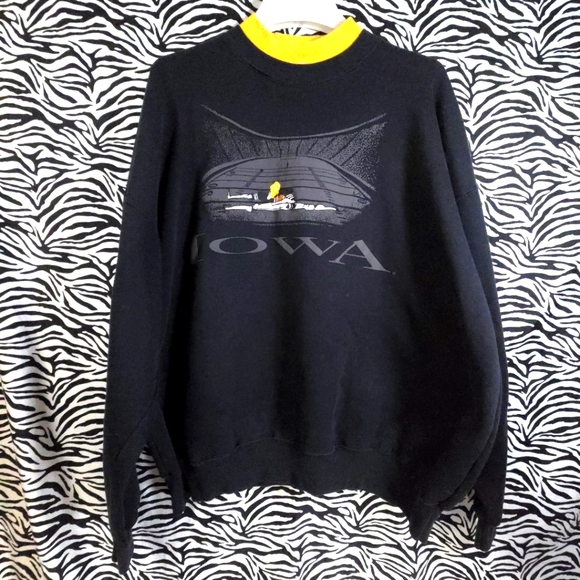 AUCNRL2 0205 Thrifted Mens 2X Dodger Iowa Hawkeyes Vintage 90s Sweatshirt DEN - Picture 1 of 6